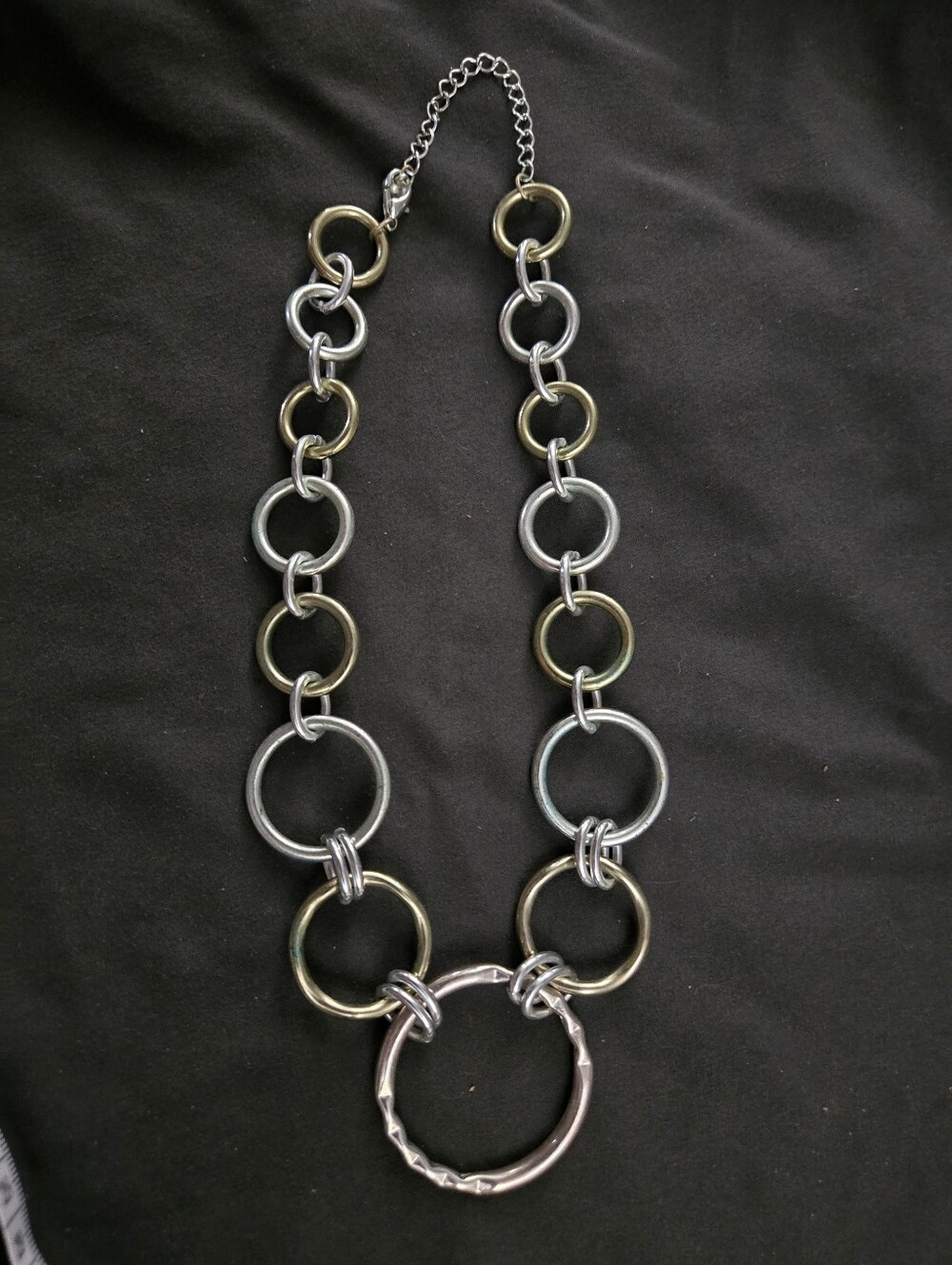 Mixed Metal Circle Link Necklace - Women Jewelry